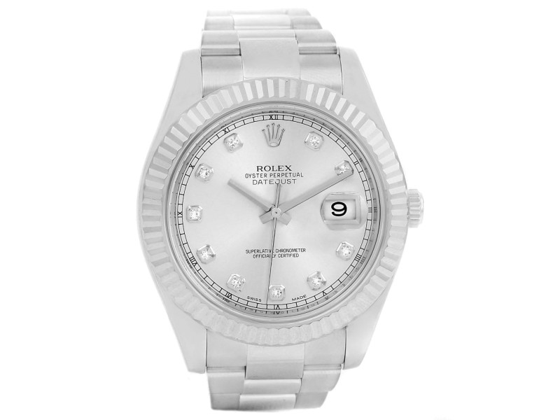Rolex Datejust II 116334 Stainless Steel/18K White Gold wDiamond Automatic 41mm Mens Watch 