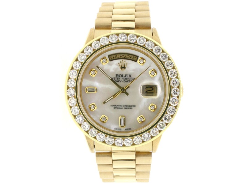 Rolex President Day-Date 18K Yellow Gold 36mm w/3.65ct Diamond Bezel Watch 18038