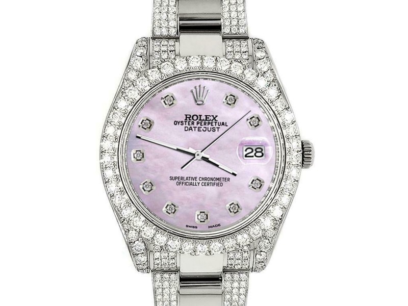 Rolex Datejust II 41mm Diamond Bezel/Lugs/Bracelet/Pink Pearl Diamond Dial Watch
