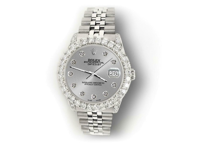 Rolex Datejust 31mm 2.95ct Diamond Bezel/Lugs/Silver Dial Steel Midsize Watch