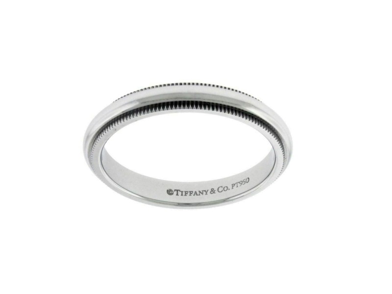 TIFFANY & CO 3 mm milgrain wedding band in platinum 7.5