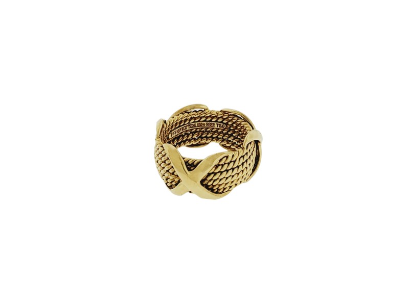 Tiffany & Co 18k Yellow Gold Schlumberger 6 Row Rope X Ring