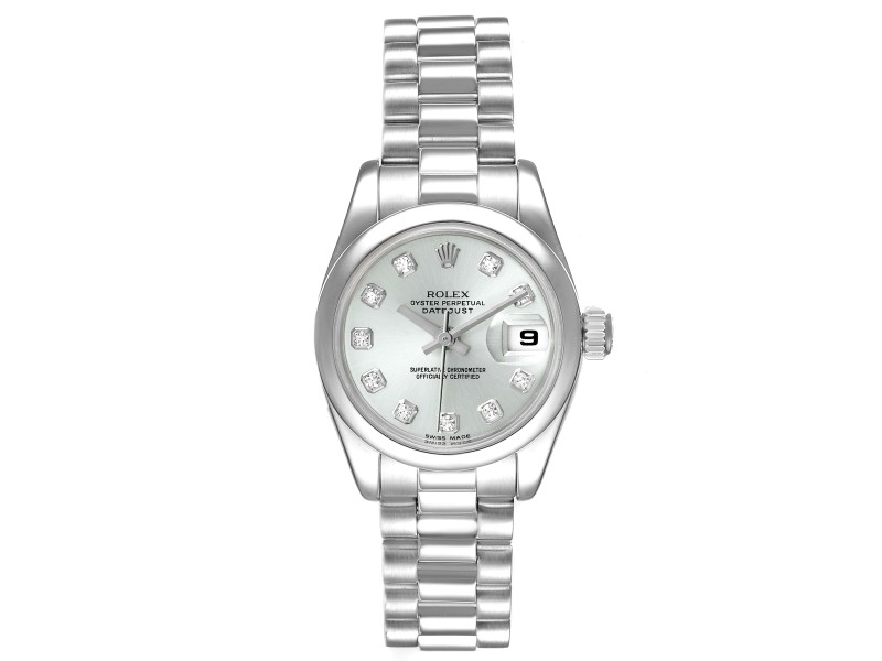 Rolex President Ladies Platinum Silver Diamond Dial Ladies Watch 