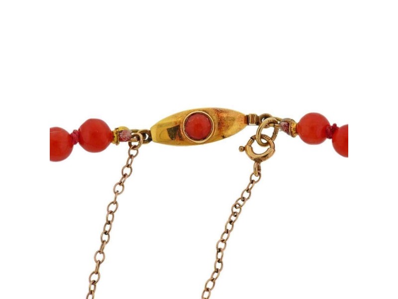 Antique Gold Coral Bead Necklace