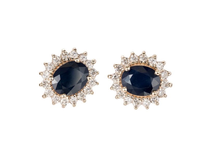 Sapphire Oval 4.50ct Halo Earrings Diamond 14k Yellow Gold | Buy at ...