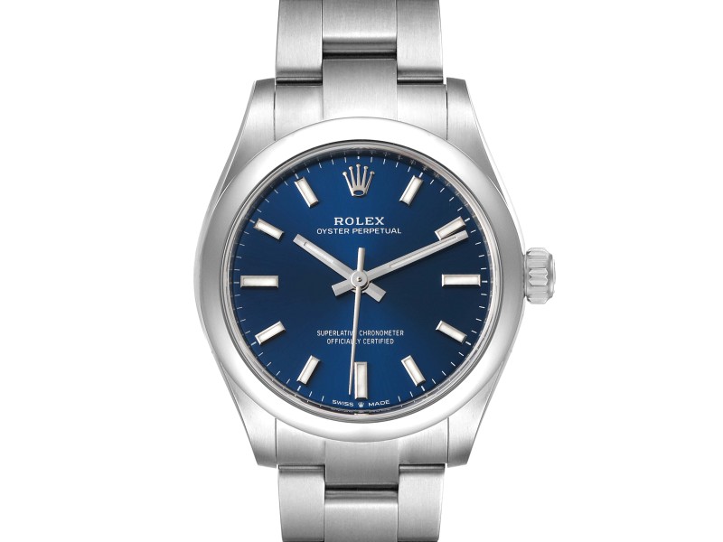 Rolex Midsize 31mm Blue Dial Automatic Steel Ladies Watch 277200 Unworn