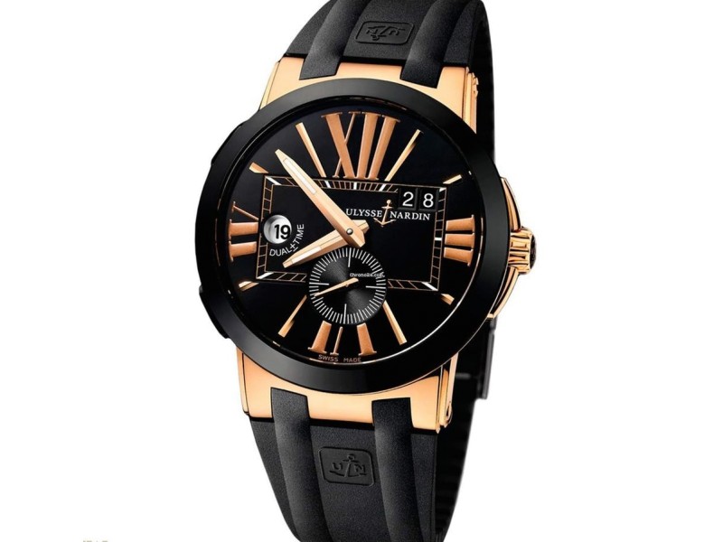 Ulysse Nardin Executive Dual Time Black Rose Gold 18 K Men`s Watch