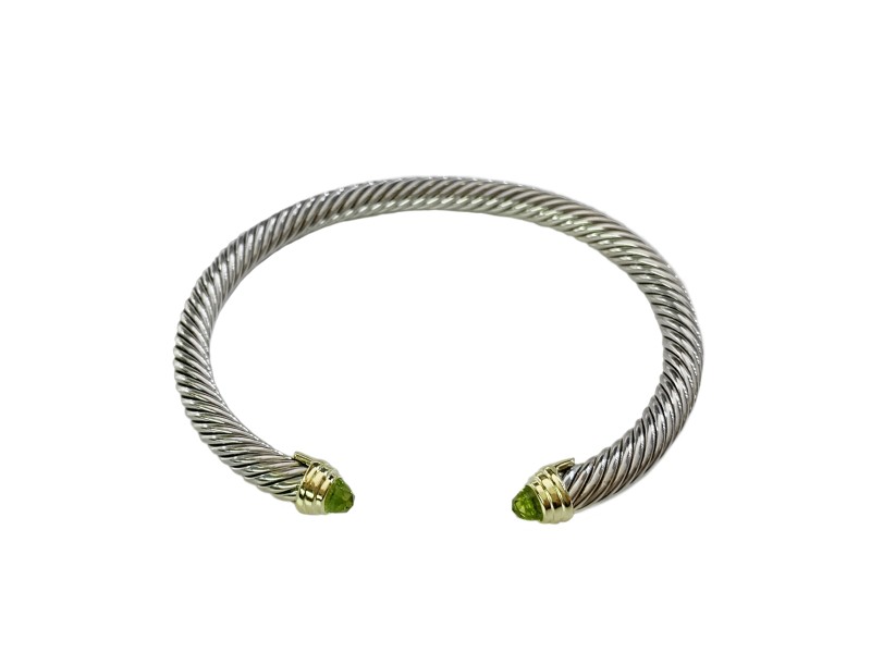 David Yurman Cable Classic Bracelet with Peridot and Gold