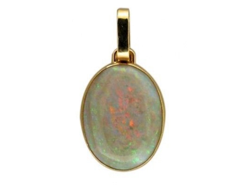Peter Suchy 18K Yellow Gold with 7.90ct Oval Cut Black Opal Pendant 