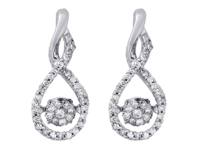 10K White Gold 0.33ct Diamond Cluster Infinity Drop Dangle Earrings ...