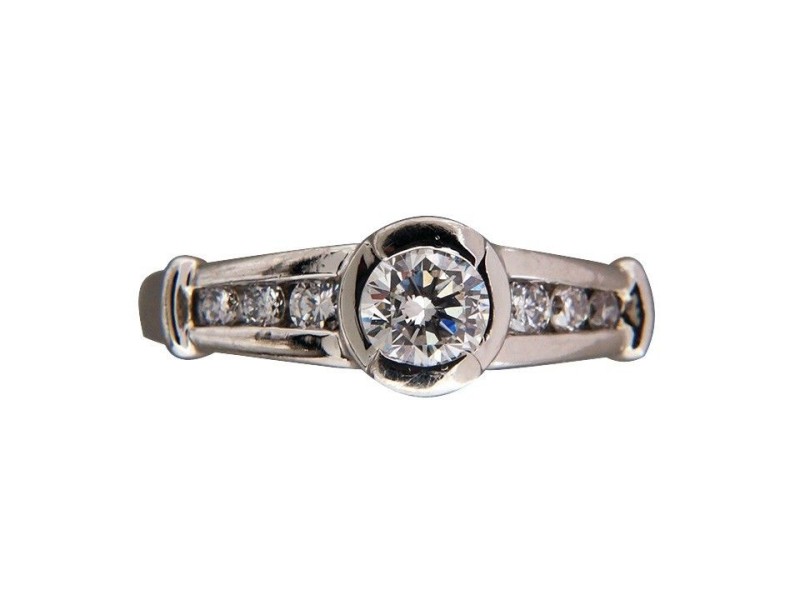 Vintage Designer Fd 0.40ct Platinum Fd .15CT Semi Bezel Channel Set Diamond Ring