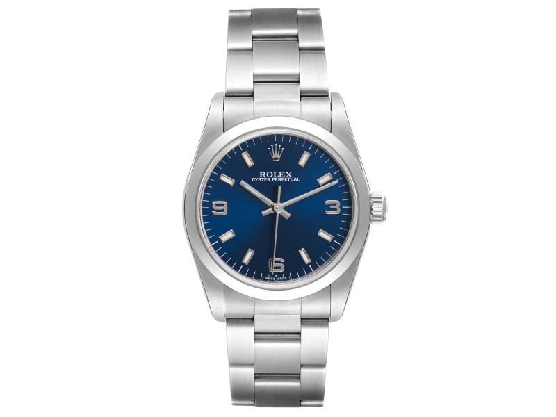 Rolex Midsize 31mm Steel Blue Dial Oyster Bracelet Ladies Watch 