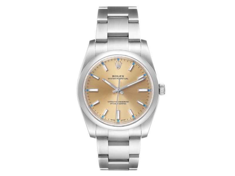 Rolex Oyster Perpetual 34mm White Grape Dial Steel Mens Watch 