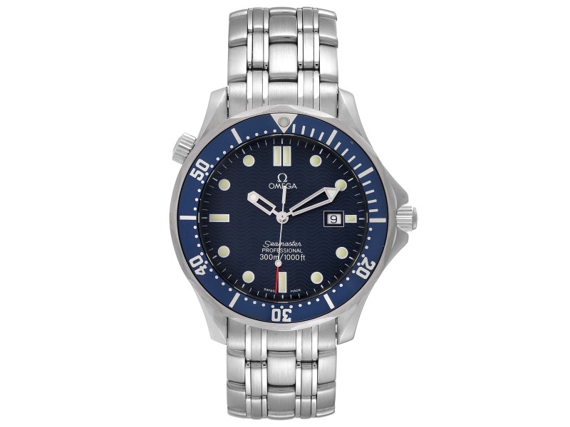 Omega Seamaster 41mm James Bond Blue Dial Steel Watch 