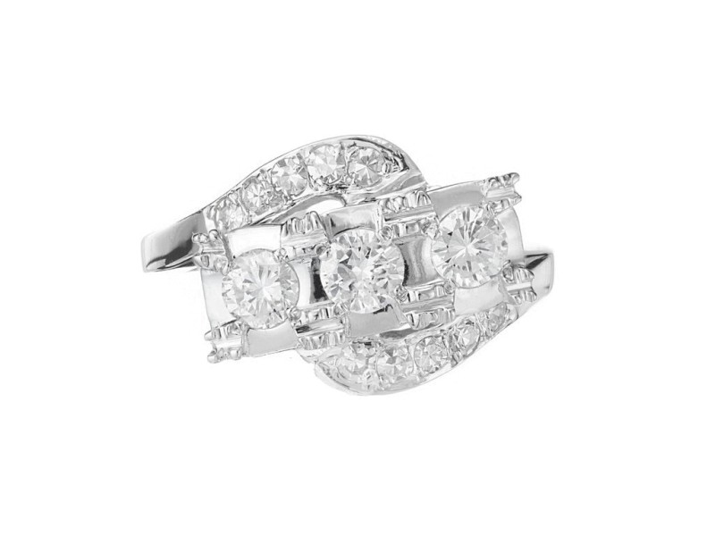 .50 Carat Diamond White Gold Three-Stone Swirl Engagement Ring
