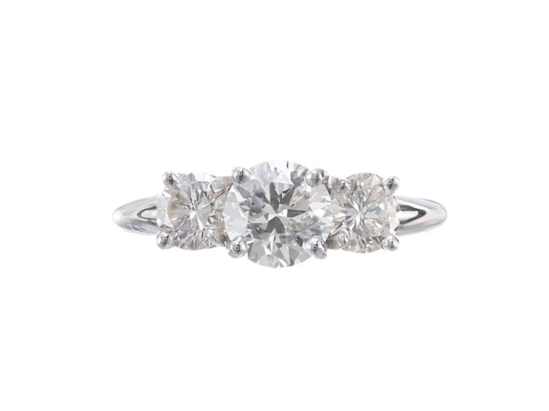 Peter Suchy GIA .85 Carat Diamond Platinum Three-Stone Engagement Ring