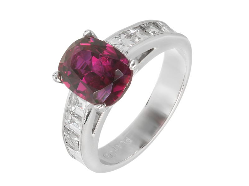 Platinum with Ruby & Diamond Engagement Ring Size 7