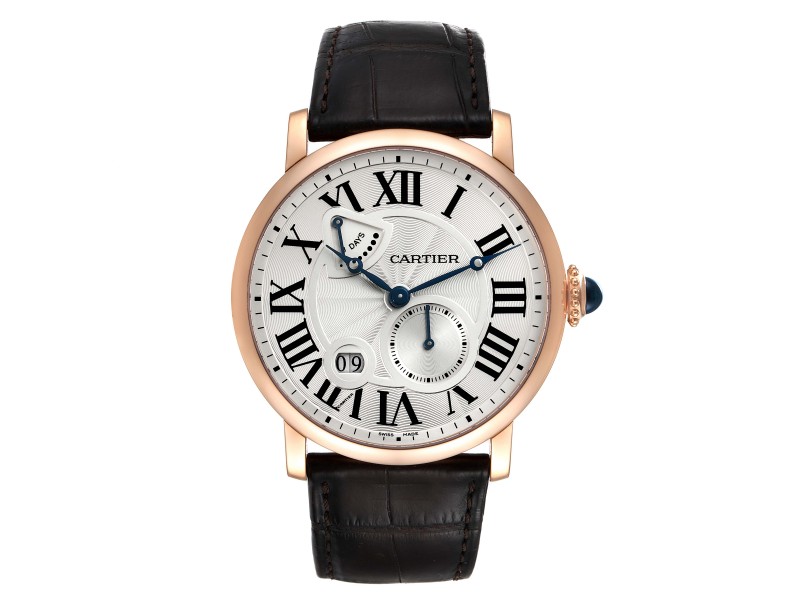 Cartier Rotonde 18k Rose Gold Silver Dial Mens Watch 