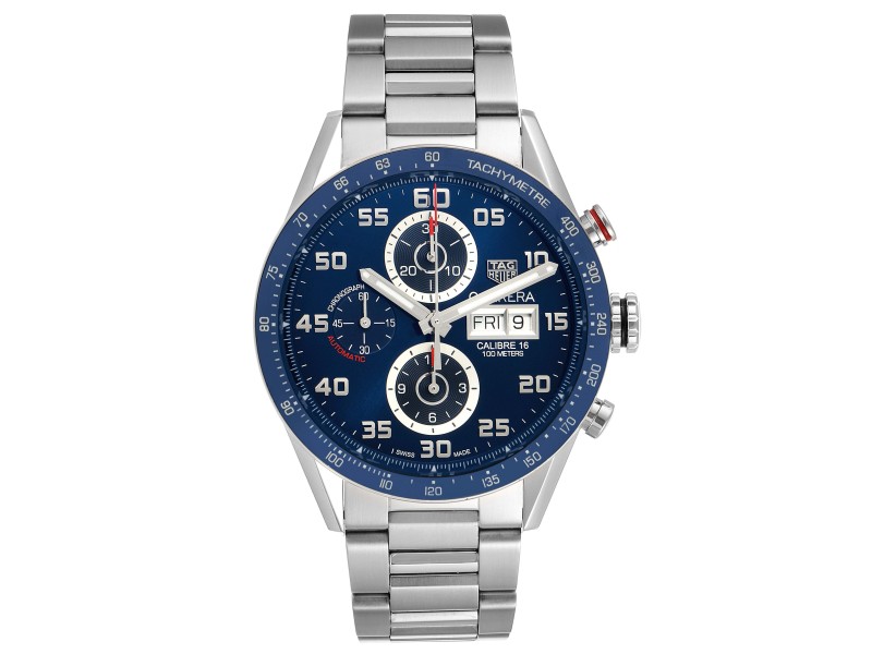 Tag Heuer Carrera Blue Dial Chronograph Steel Mens Watch 