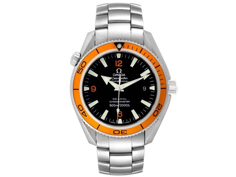 Omega Seamaster Planet Ocean Orange Bezel Steel Mens Watch