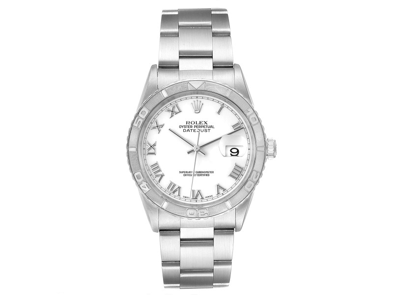 Rolex Turnograph Datejust Steel White Gold White Dial Watch 
