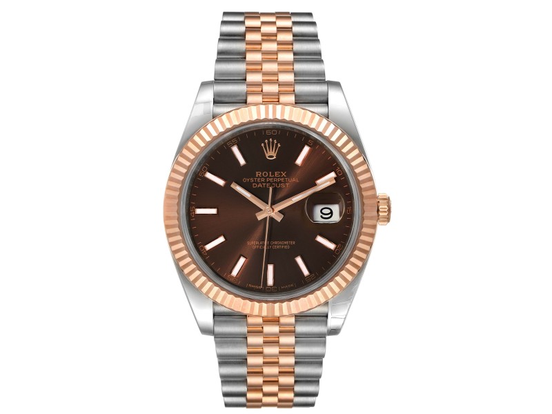 Rolex Datejust 41 Steel Everose Gold Chocolate Dial Watch 