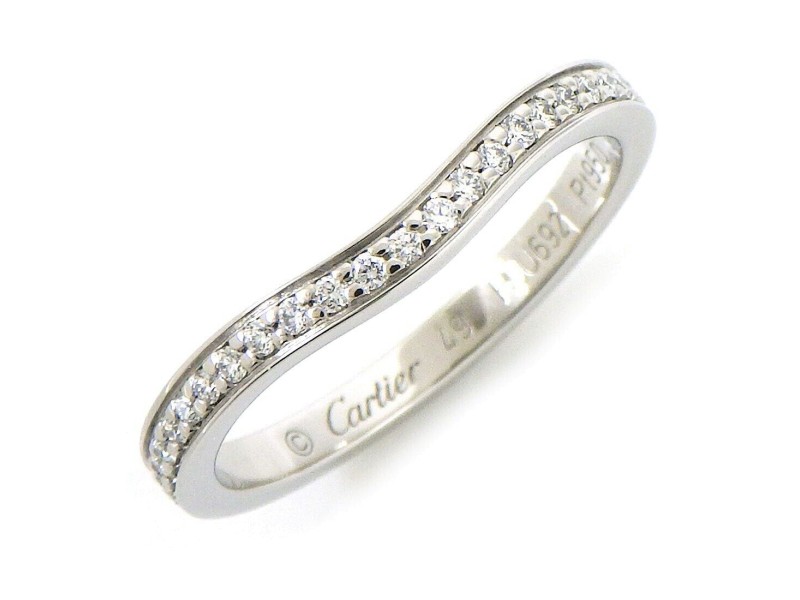 Cartier 950 Platinum Ballerina Curve Wedding Diamond US 5 Ring 