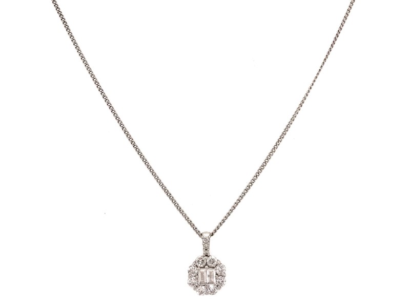 Diamond Pendant Necklace 18k White Gold Unique Design