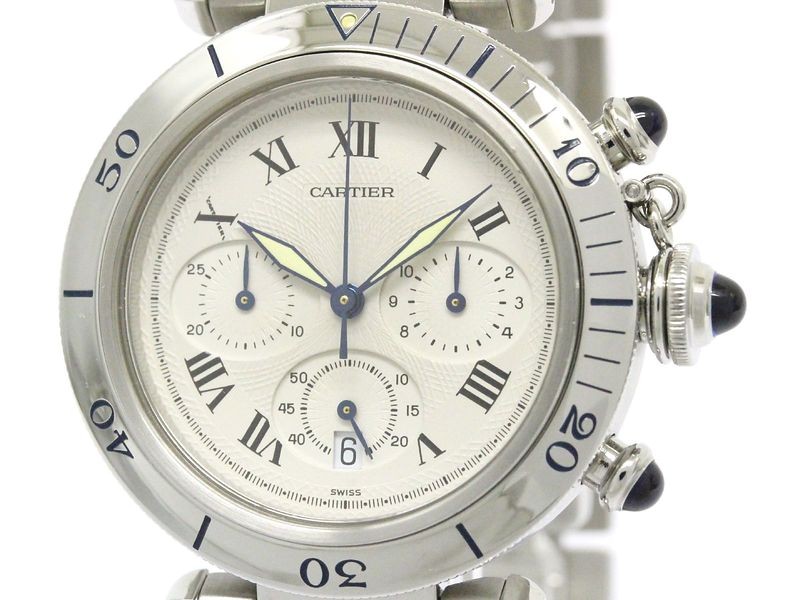Cartier Pasha Chronograph Stainless Steel Quartz 38mm Mens Watch