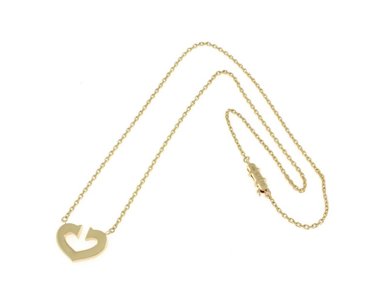 CARTIER 18K Yellow Gold C heart Necklace 