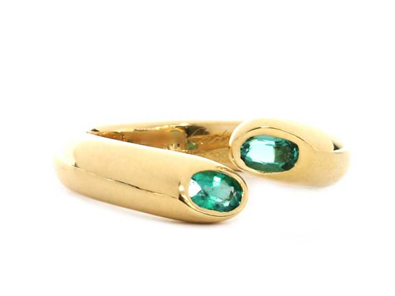 Cartier 18K Yellow Gold Emerald Ring Size 6.75 