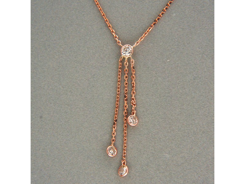 Vintage Diamond by The Yard .47ct Dangle Necklace 18 Inches 14k Pink Gold