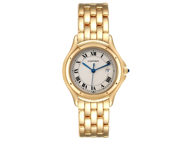 Cartier Cougar 18K Yellow Gold Silver Dial Ladies Watch 