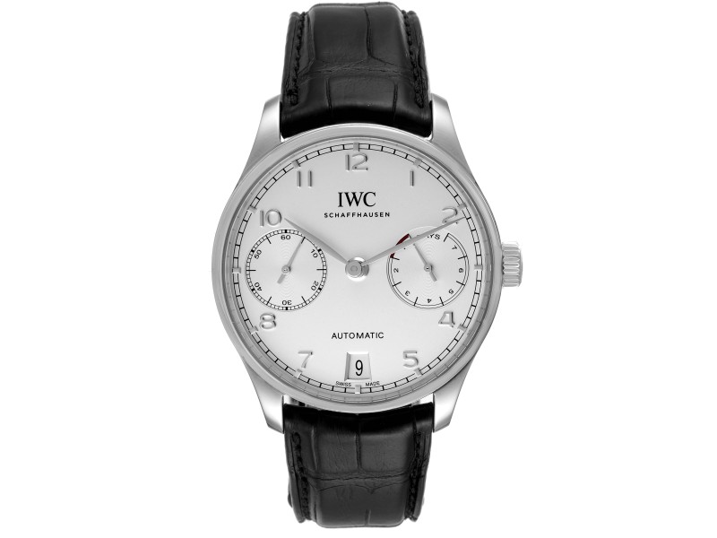 IWC Portugieser 7 Day Steel Silver Dial Mens Watch 