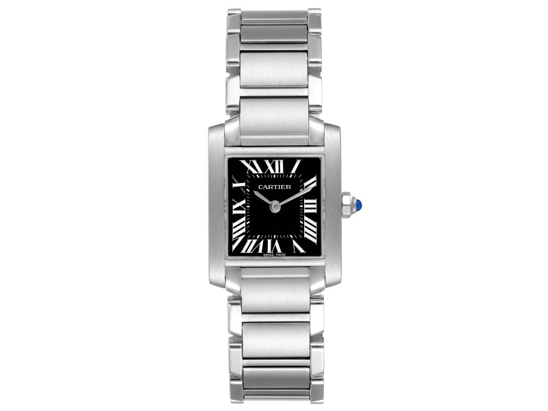 Cartier Tank Francaise Black Dial Steel Ladies Watch 