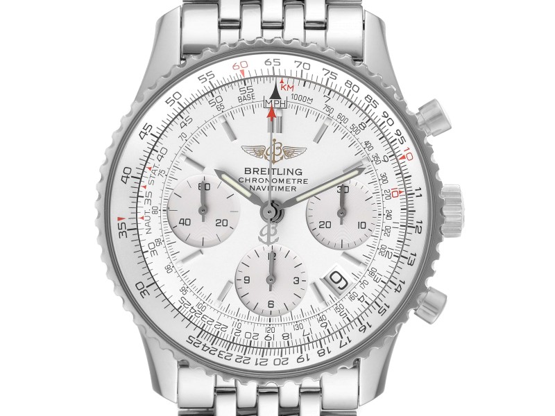 Breitling Navitimer Chronograph Silver Dial Steel Mens Watch 