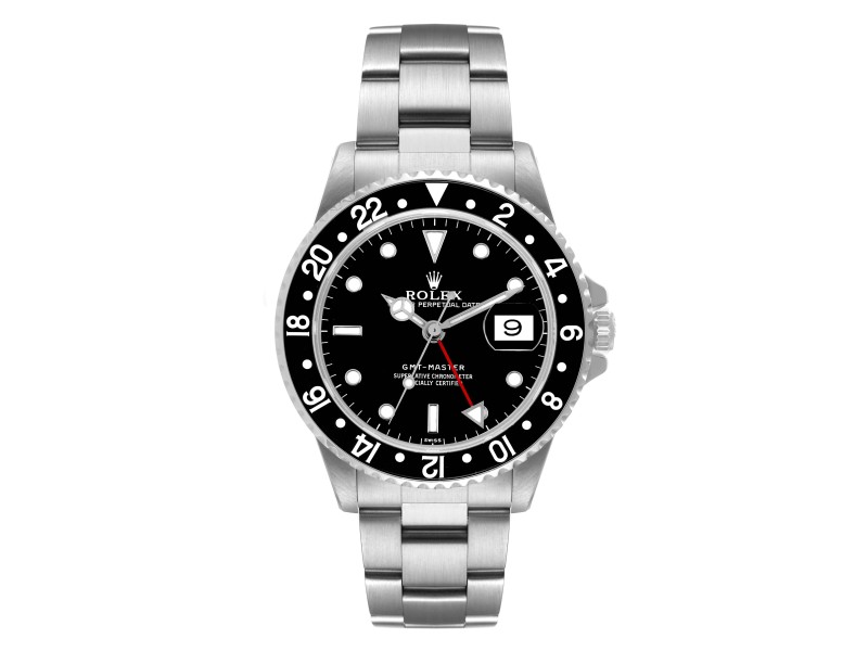 Rolex GMT Master Black Bezel Automatic Steel Mens Watch  