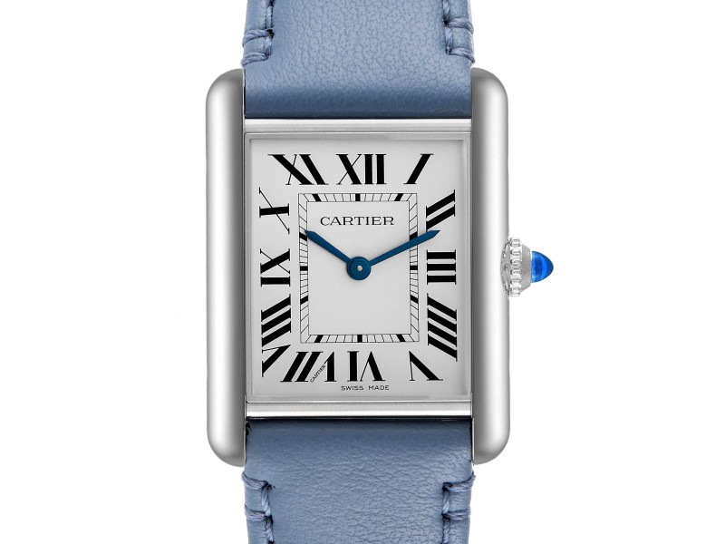 Cartier Tank Must SolarBeat Blue Strap Ladies Steel Watch