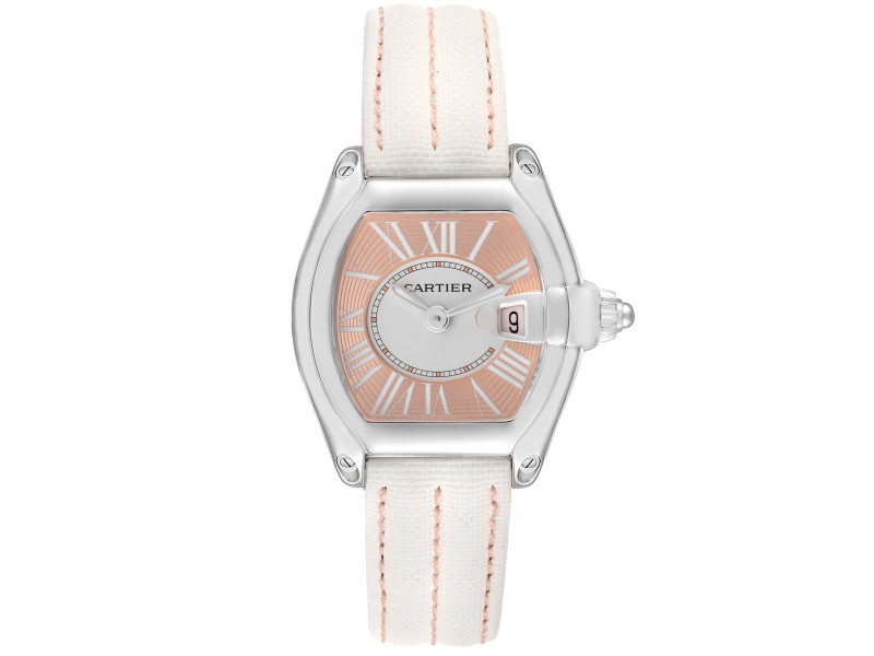Cartier Roadster Coral Dial Limited Edition Steel Ladies Watch 