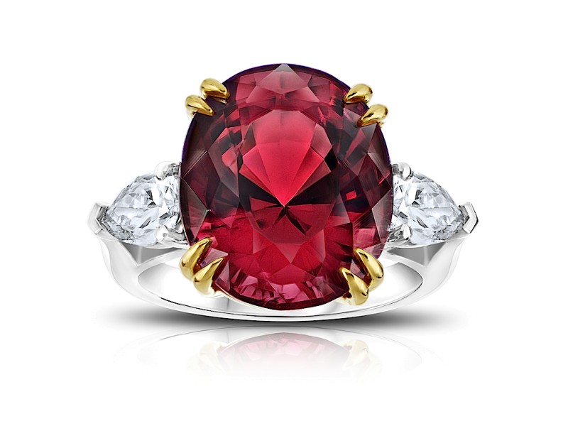 David Gross Oval Spinel Red and Diamond Ring 