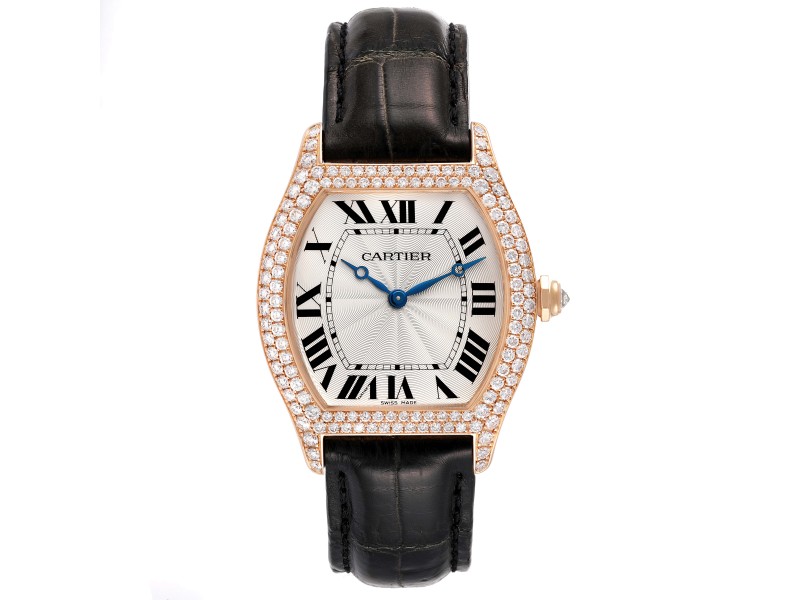 Cartier Tortue Rose Gold Diamond Bezel Ladies Watch  