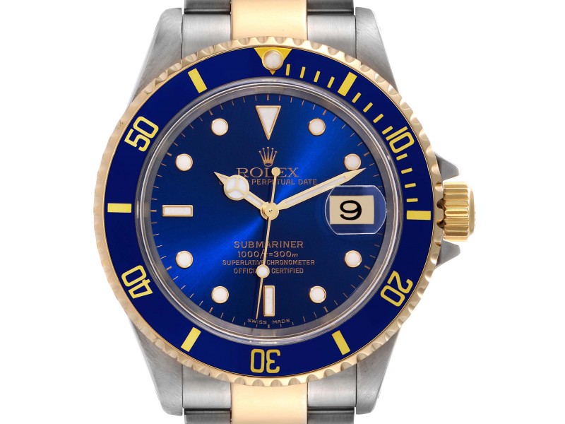 Rolex Submariner Blue Dial Steel Yellow Gold Mens Watch 