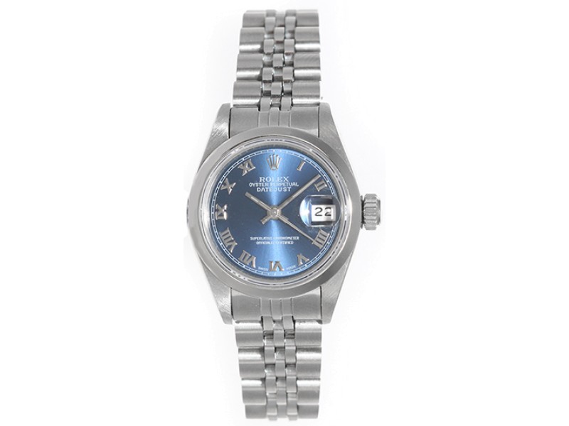 Rolex Datejust 69160 Stainless Steel Dark Blue Dial 26mm Womens Watch