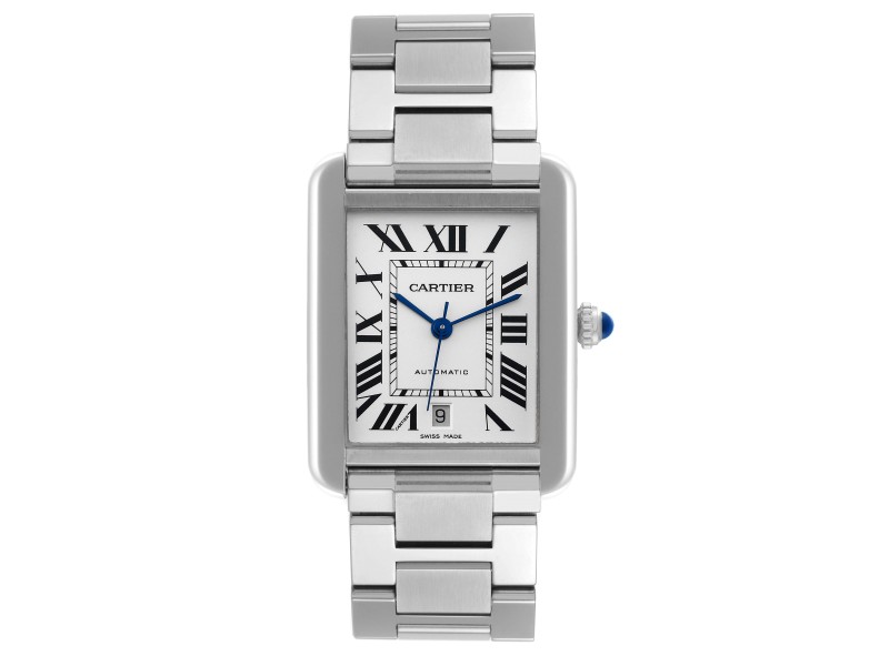 Cartier Tank Solo XL Silver Dial Automatic Steel Mens Watch  