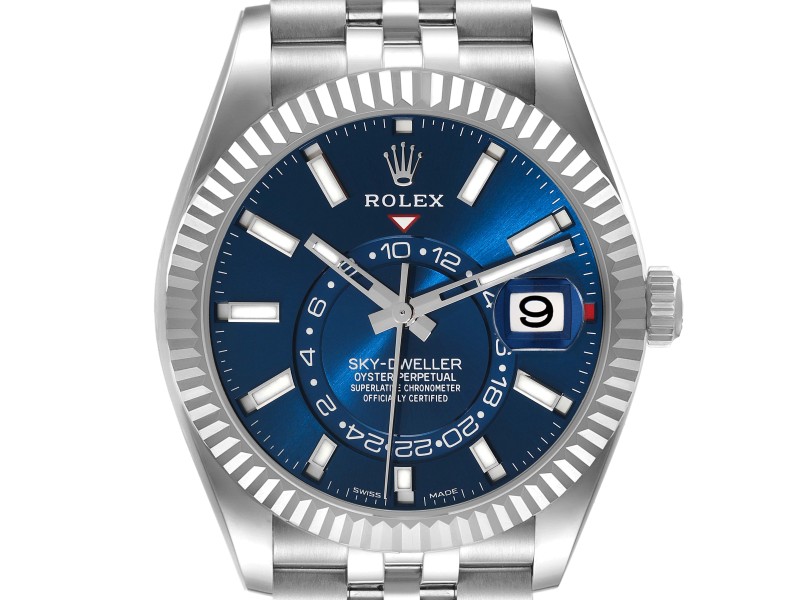 Rolex Sky-Dweller Blue Dial Steel White Gold Mens Watch  