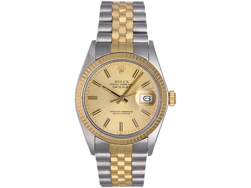 Rolex Datejust 16013 Stainless Steel and 18K Yellow Gold 36mm Mens Watch 
