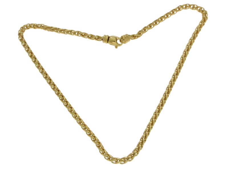 David Yurman 18K Yellow Gold Wheat Chain Necklace