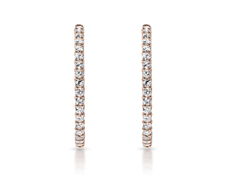 Sydnee 9 Carat Round Brilliant Diamond Hoop Earrings in 14k Rose Gold