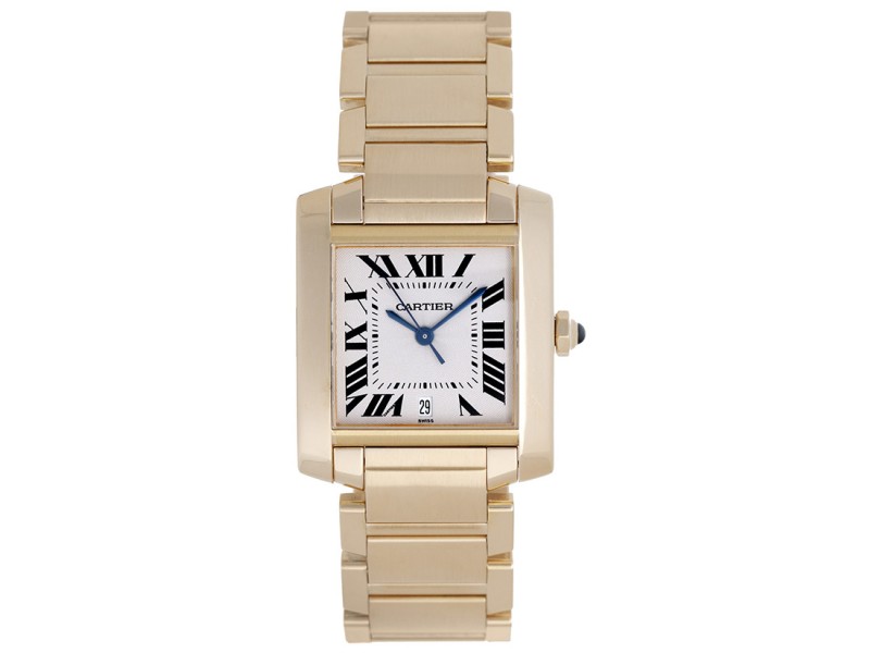 Cartier Tank Francaise W50001R2 18K Yellow Gold Automatic 28mm Mens Watch 