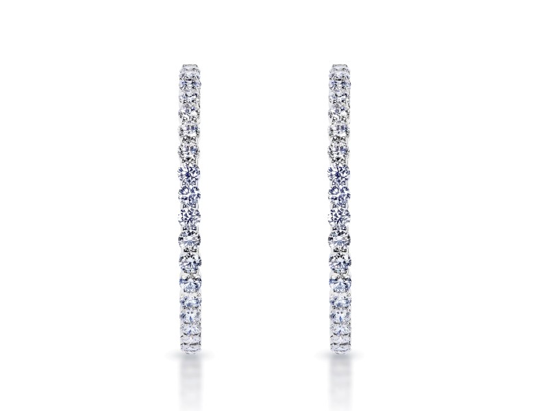 Livie   Carats Round Brilliant Lab Grown Diamond Hoop Earrings in 14k White Gold